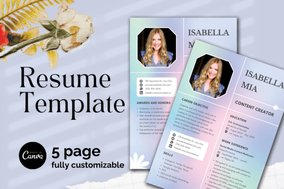 Download Gredient Purple Resume Canva Template - Premium Bundle